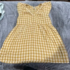 Flutter-Sleeve Plaid Mini Swing Dress